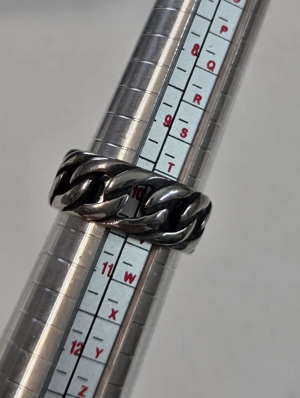stainless steal Chunky Silver Chain Link Ring mens sz 10 brutalist masculine